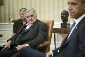  U.S. President Barack Obama and Uruguay President Jose Mujica Cordano speak to the press before a meeting in the Oval Office of the White House May 12, 2014 in Washington. Brendan Smialowski/AFP/Getty Images