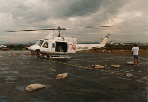 United Nations Helicopter in Rwanda, circa September 1994. Photo from personal collection of Prudence Bushnell.