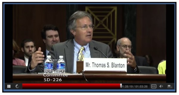 Archive director Tom Blanton testifies before the Senate Judiciary on May 6, 2015.