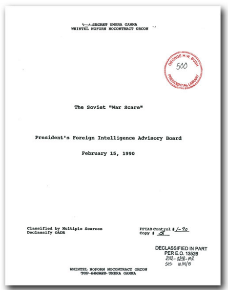 The cover page of the PFIAB report, previously classified as "TOP SECRET UMBRA GAMMA WNINTEL NOFORN NOCONTRACT ORCON".